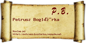 Petrusz Boglárka névjegykártya